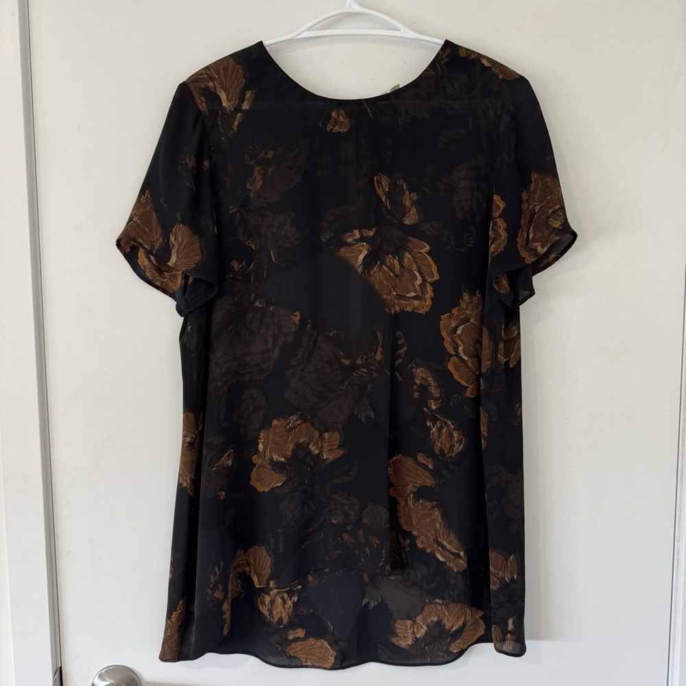 Aritzia Black and Brown Floral Blouse